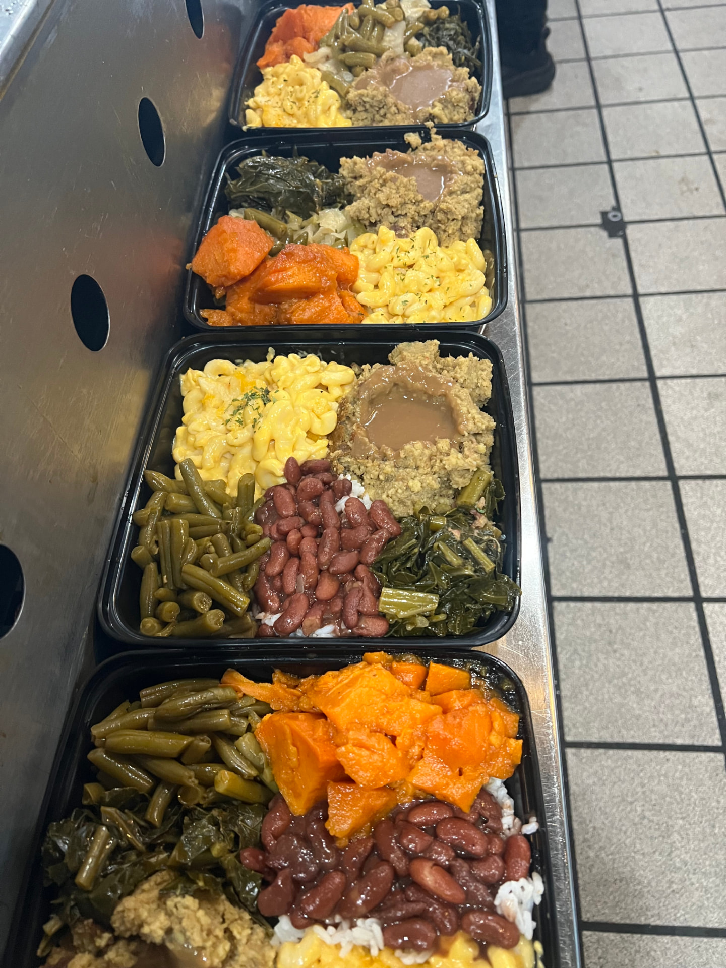 Lawrence's catering dinner trays ready for serving